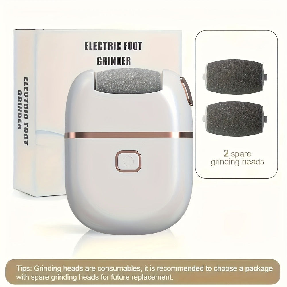 Callus Remover for Feet Electric Rechargeable Foot Grinder with 3 Grinding Heads & 2 Speed Settings – USB Portable Pedicure Tool for Cracked Heels Dry Dead Skin Removal Women Men