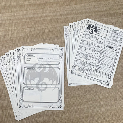 DnD 5e Character Sheet Set with Spell Tracker – A5 Player Journal for Dungeons & Dragons Campaigns, 10 Sets x 6 Unique Pages (60 Pages Total), Complete RPG Role Playing Game Accessory & Gift for Players & DMs