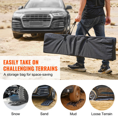 Traction Boards 2-Pack – 10-Ton Off-Road Vehicle Recovery Boards for Mud, Sand & Snow, High-Strength PP with Pull Straps & Storage Bag for SUV, Truck & RV