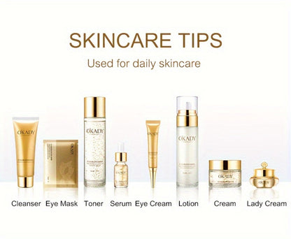 Anti-Aging Skin Care Set for Women 24K Gold Polypeptide Complete Day & Night Routine Peptide Face Care Kit Firming Brightening All Skin Types Luxury Gift Set