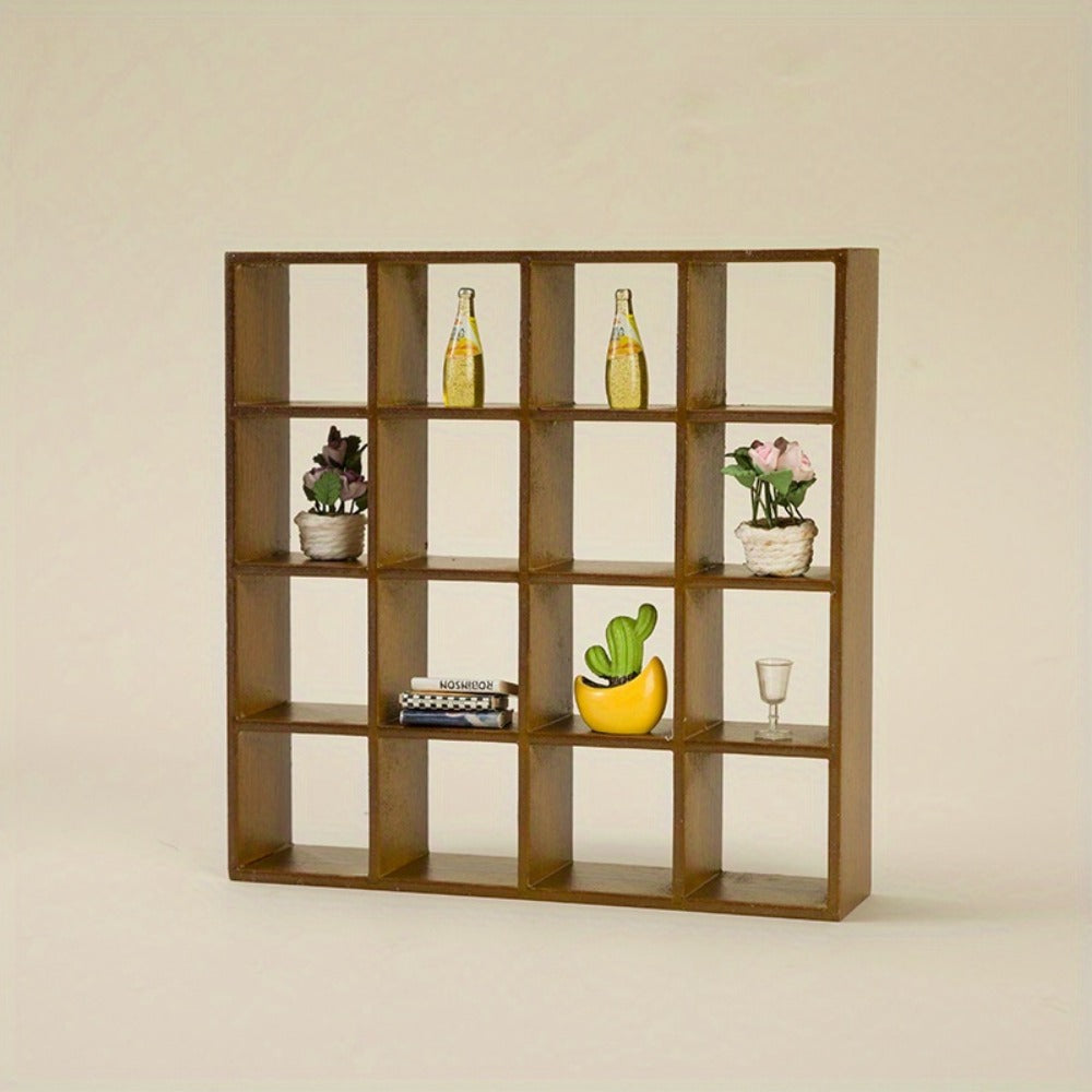 Dollhouse Miniature Display Cabinet 1:12 Scale 16-Compartment Modern Storage Shelf Organizer – Miniature Furniture Accessory for Dollhouse Room Decor Diorama Collectors Ages 14+ Multiple Colors