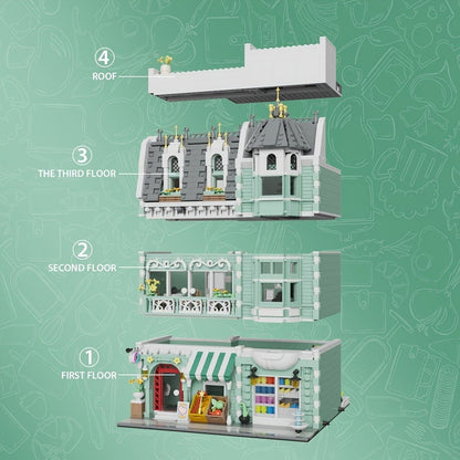 Modular City Building Blocks Set – European Architecture Grocery Store & Market Street, 3-Level Mini Brick Model Kit for Adults & Teens, Creative Assembly Home Decor Display Piece, Great Gift