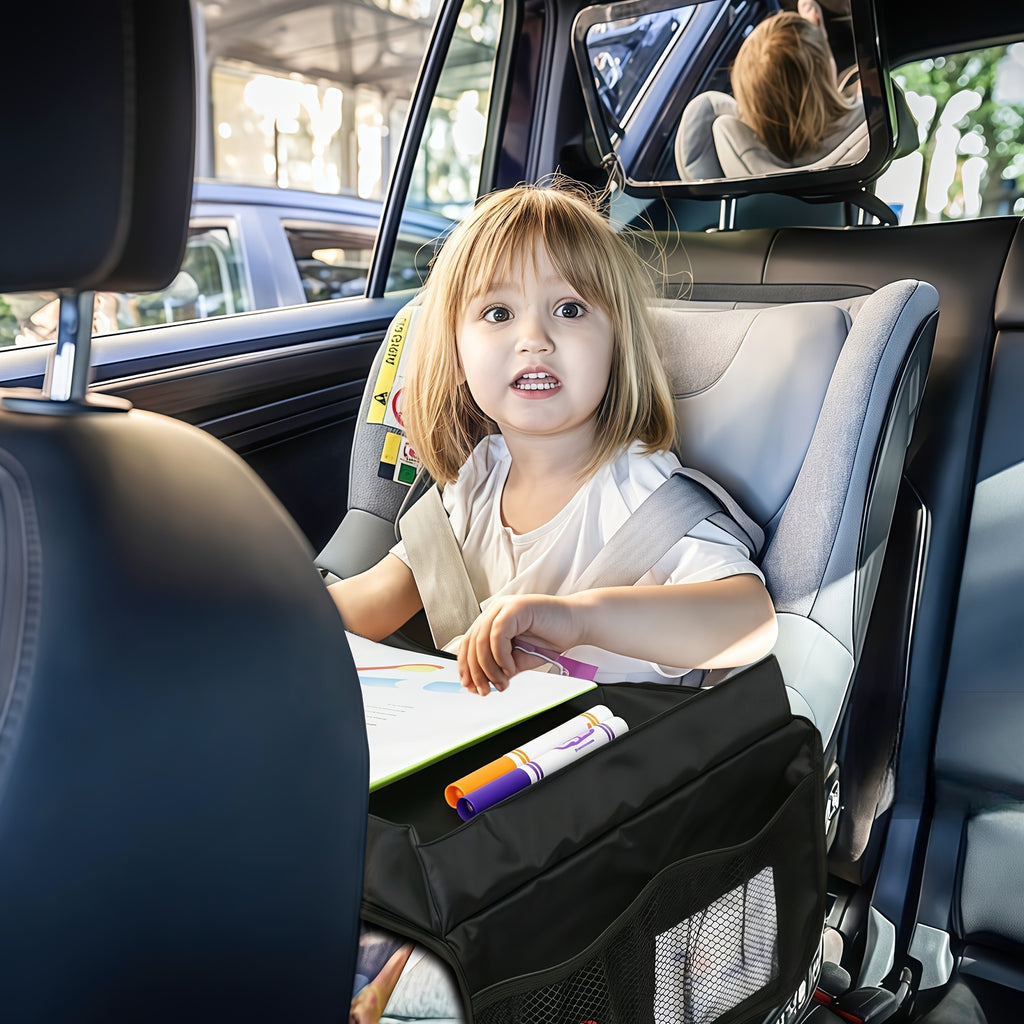 1pc Foldable And Expandable Polyester Youngsters Car Seat Travel Tray with Multiple Storage Pockets - Lightweight, Wall-Mountable Design for Airplane, Car And Home Use, Car Storage Tray | Versatile Travel Accessory | Sturdy Constructio