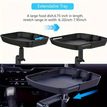 3-in-1 Car Cup Holder Tray with Phone Holder – Dual Expandable Base, ABS Adjustable 360° Rotating Bracket, Universal Car Interior Organizer Accessory