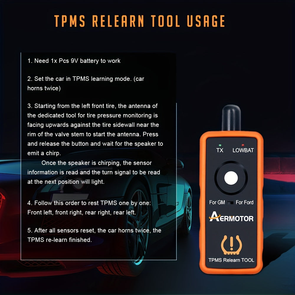 AERMOTOR 2 IN 1 PLUS Super EL-50448 TPMS Relearn Tool For Ford For GM Automotive Tire Pressure Monitor Sensor 315/433 MHz Reset Tool 2in1 Activation Tool EL50448