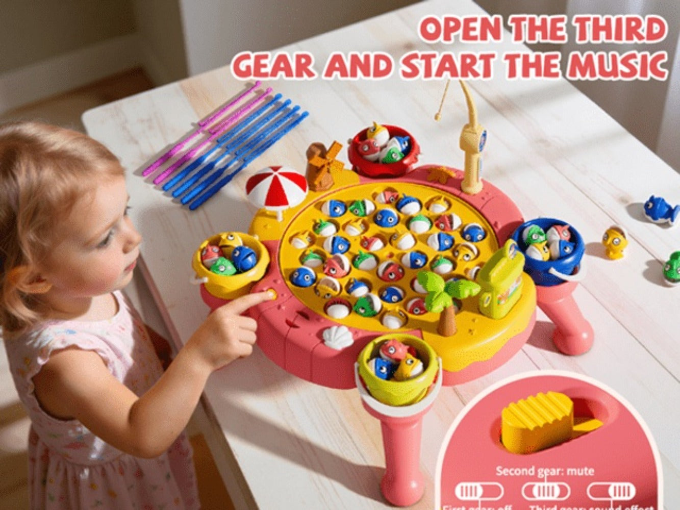Magnetic Fishing Game for Kids 66 Pieces – Ocean Fishing Toy Set with Rods for Toddlers Ages 3 4 5 6, 1-8 Players, Birthday Gift for Boys & Girls