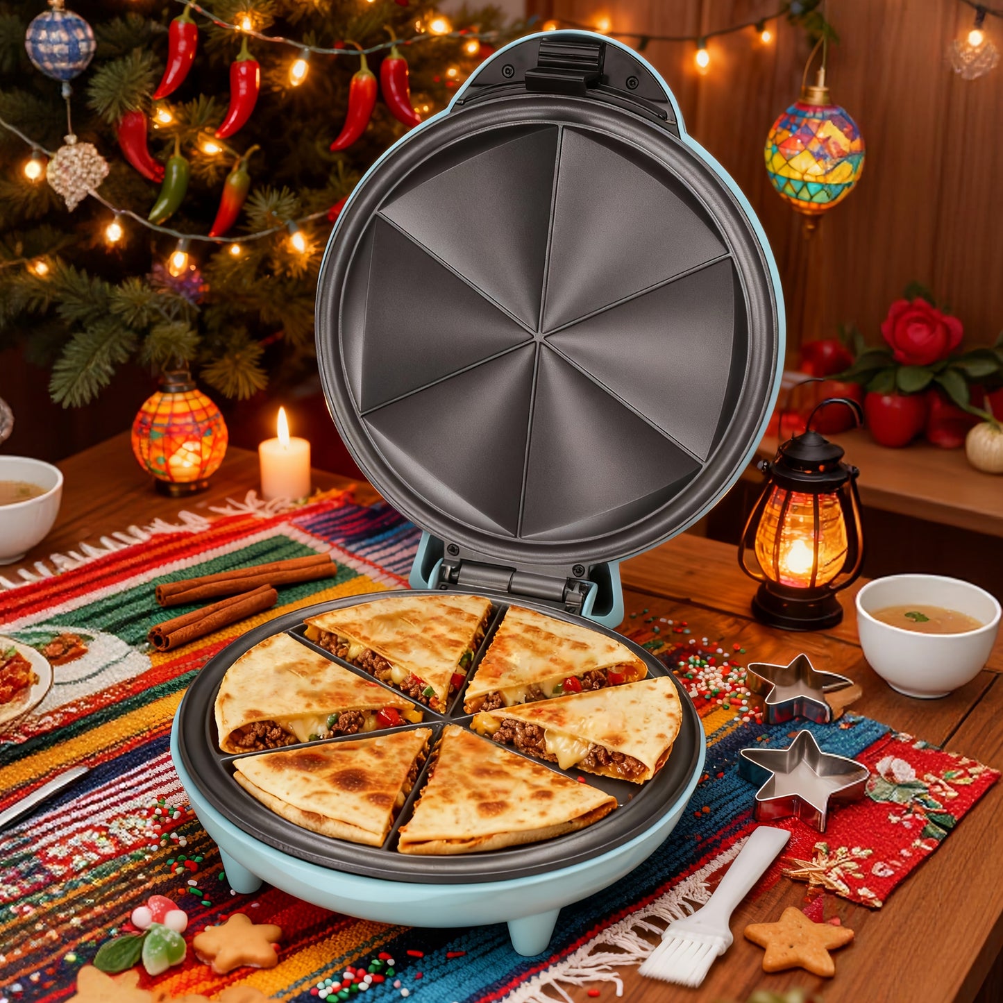 Electric Quesadilla Maker 9.5 Inch – Grilled Cheese Machine, Extra Stuffing Capacity, Easy 6-Wedge Slice, Non-Slip Feet | Also Available as 12 Inch Pizza Maker
