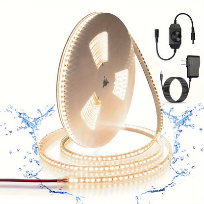 LED Strip Light 600 LEDs 2835 SMD Ultra Bright 5M 16.4ft, IP65 Waterproof Dimmable 12V Flexible Rope Light, Cuttable, for Under Cabinet, Bedroom, Kitchen, TV Backlight, Mirror, Bathroom, Stairway Lighting