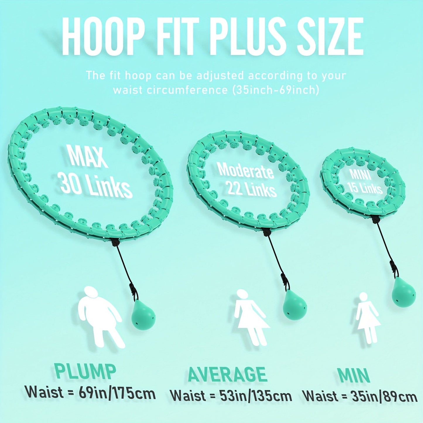 Weighted Hula Hoop Exercise Ring 69" – Smart Pilates Circle with 30 Detachable Knots, Plus Size Adjustable Fitness Hoop for Adults, Beginners & Core Workout
