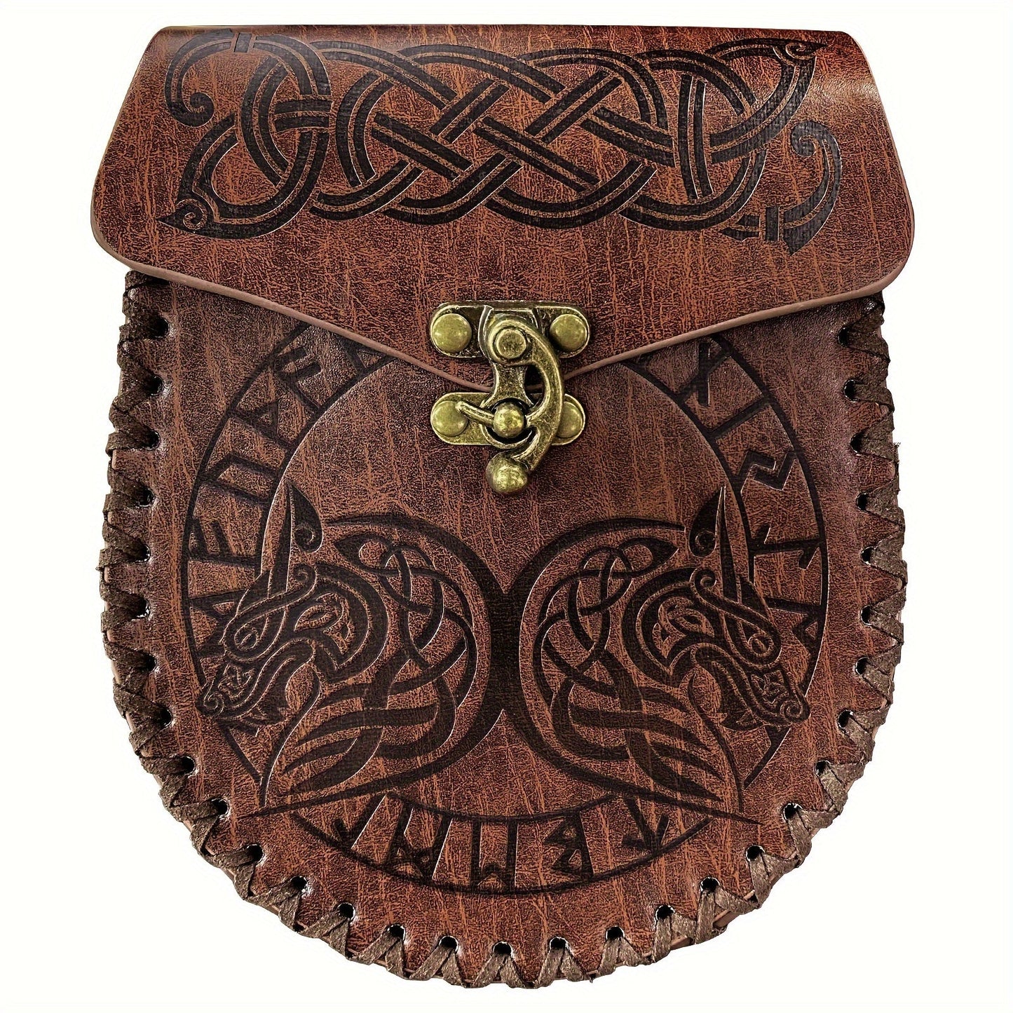 Viking Faux Leather Waist Bag Medieval Belt Pouch Handmade Retro Style – LARP Renaissance Faire Cosplay Stage Prop Costume Accessory for Men Women, Multiple Designs