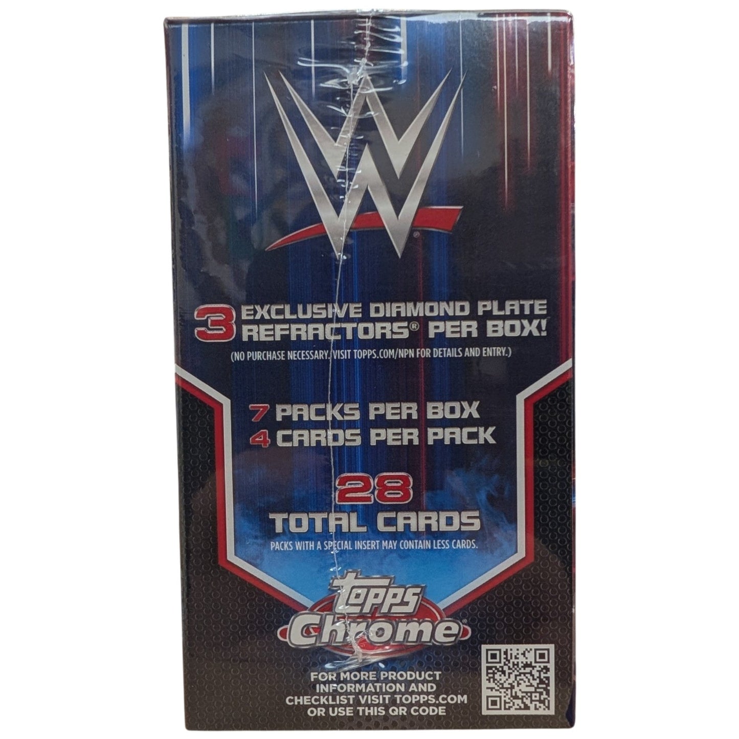 Topps Chrome WWE Blaster Box 2026 – 28 Cards | 3 Diamond Plate Parallels | 7 Inserts | WWE Superstars, Legends & Rookies | Factory Sealed Trading Card Box