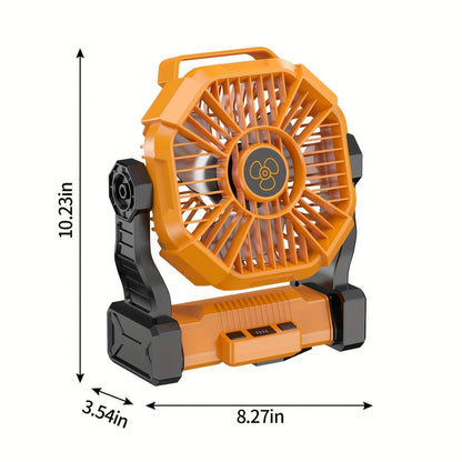 Portable Outdoor Fan 20000mAh, 3-in-1 Rechargeable Camping Fan with LED Lantern & Power Bank, Timer Rotation Hook for Tent Golf BBQ Travel Party Power Outage, Pink Green Black Orange Purple Blue
