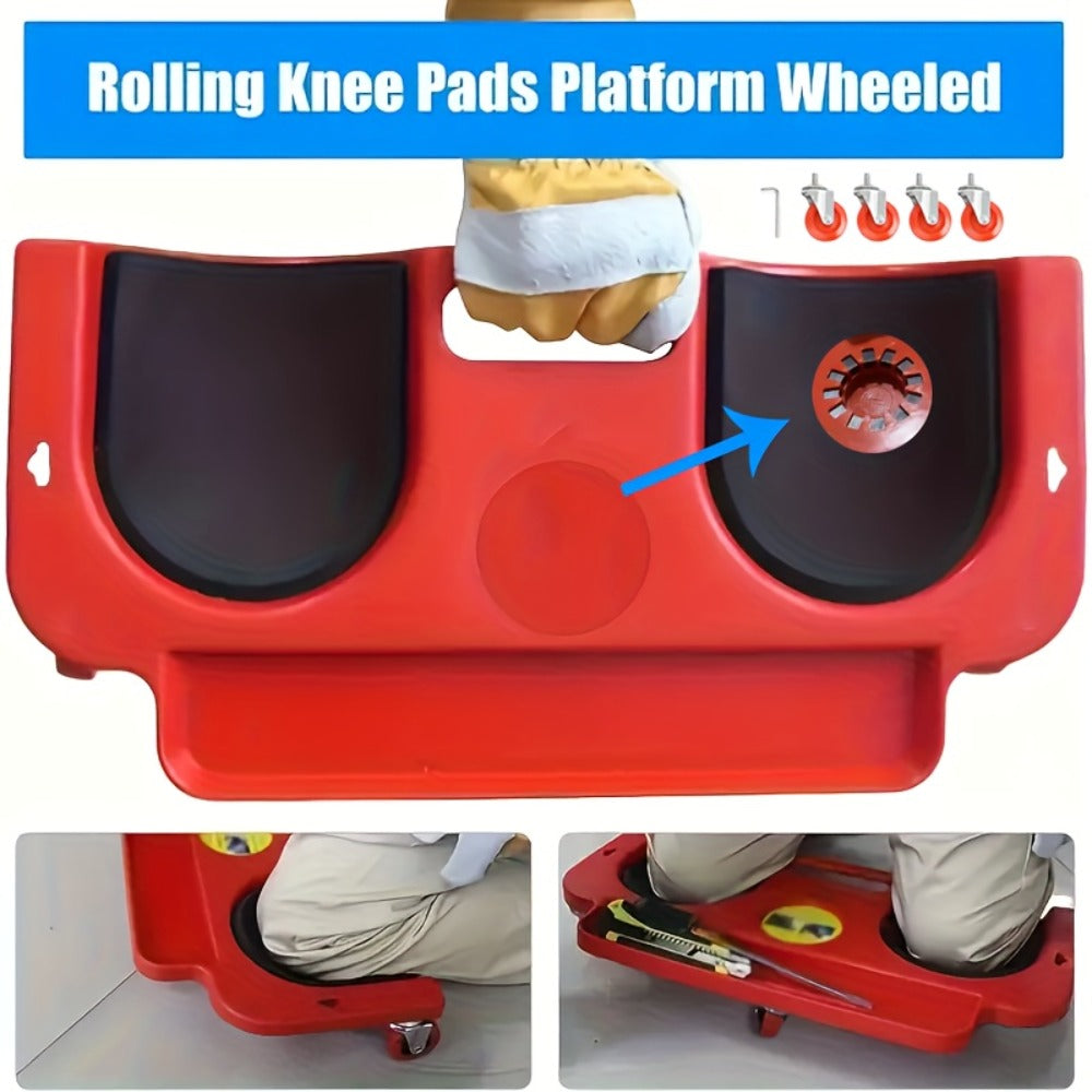 Rolling Knee Creeper Pad with Built-In Tool Tray – ABS High-Impact Frame, Cushioned Kneeling Pad for Car Repairs, Carpentry & Flooring, 11 Color Options