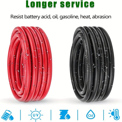 8 AWG OFC Copper Wire Cable Red & Black Set 8 Gauge Welding Cable for Automotive Battery Marine Generator Solar Wiring - 3FT or 10FT Options