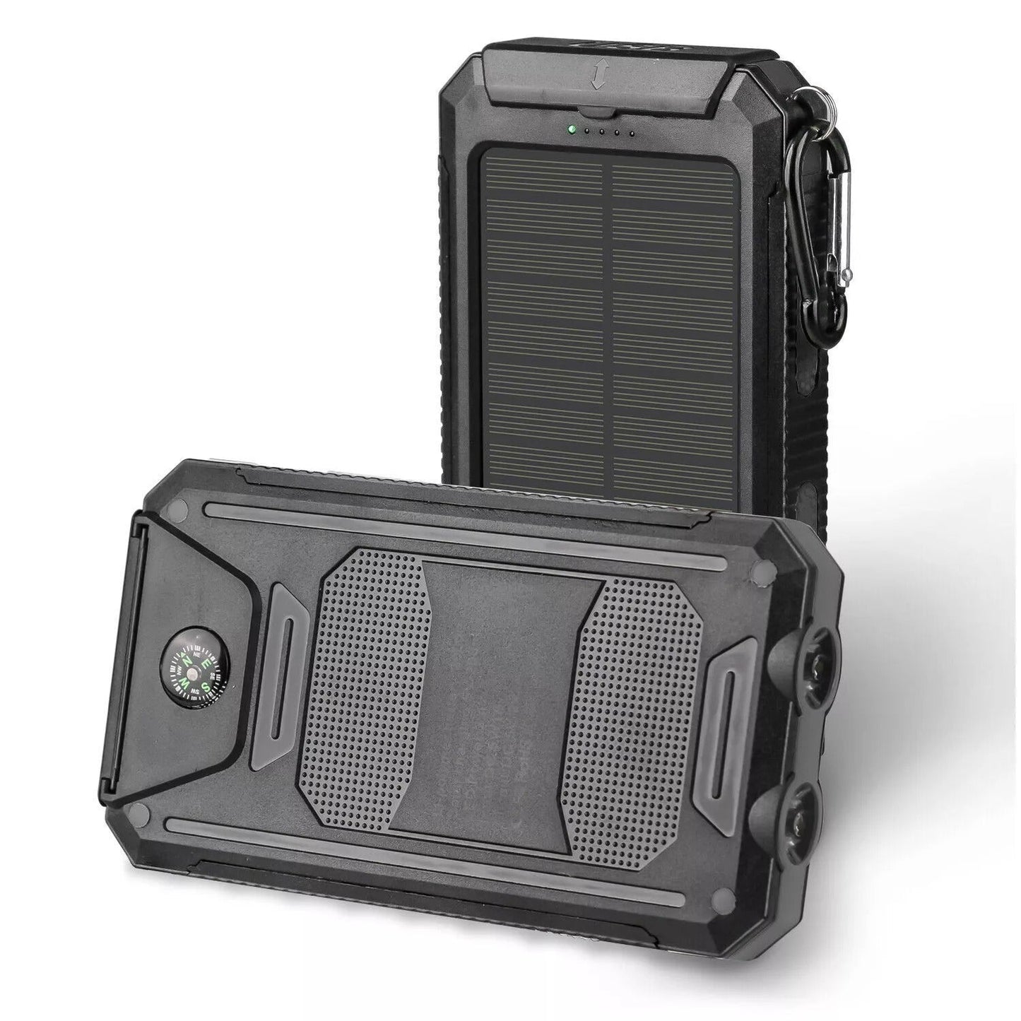 Portable Solar Charger 20000mAh – Dual USB, LED Flashlight & Compass