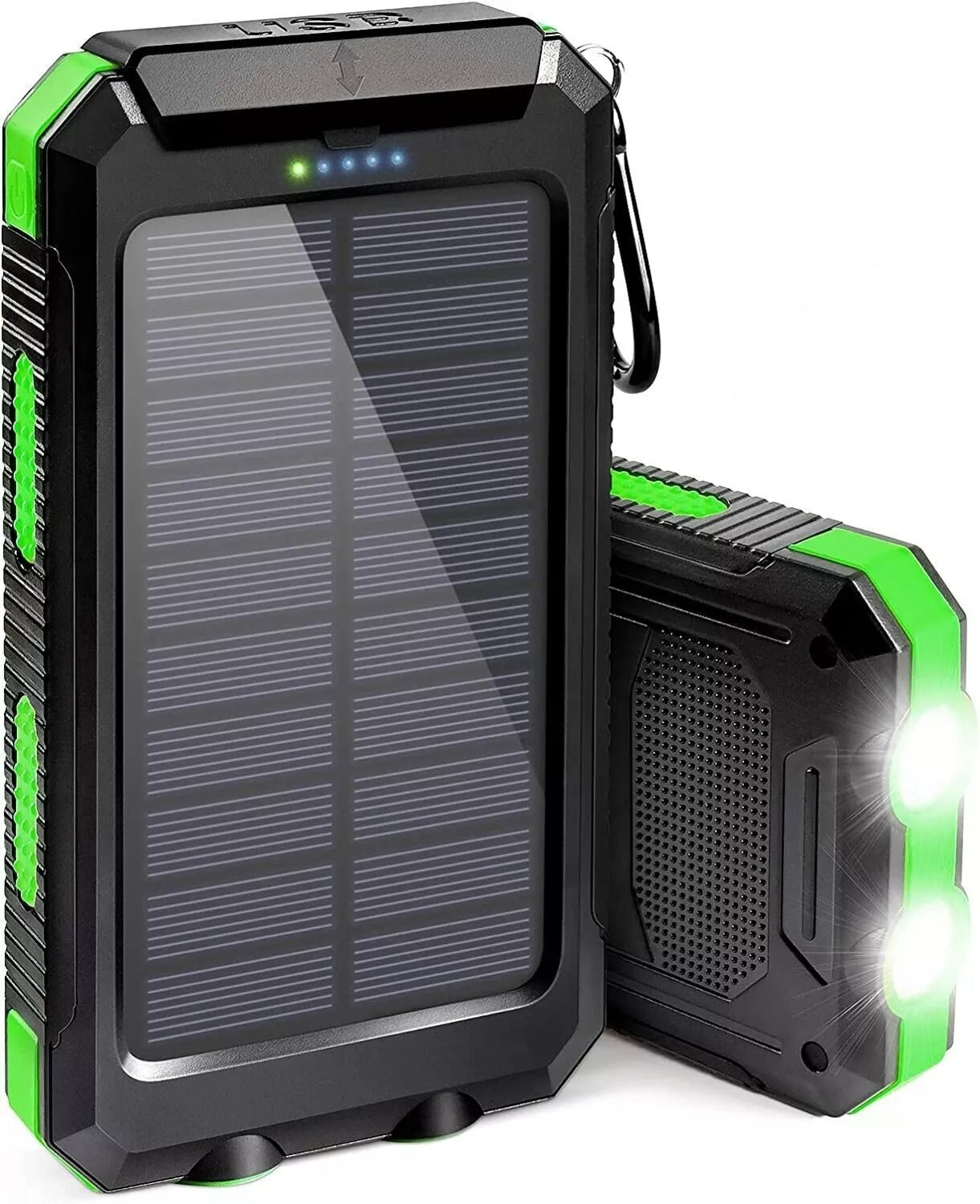 Portable Solar Charger 20000mAh – Dual USB, LED Flashlight & Compass