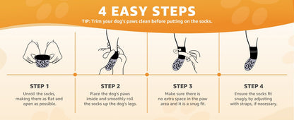 Non-Slip Dog Socks Double-Sided Grip Paw Protector with Adjustable Straps – Anti-Lick Dog Booties for Hardwood Floors, Senior Dogs & Injury Recovery, Sizes XS to L, Set of 4