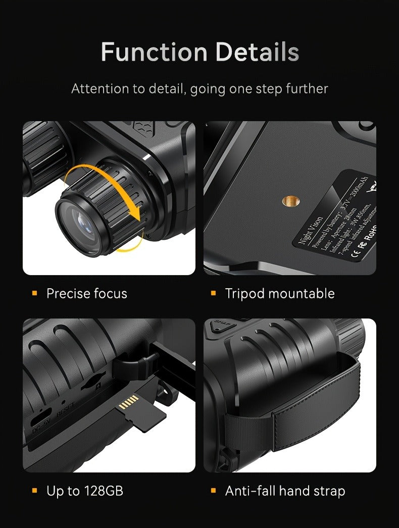 Night Vision Binoculars for Adults 4K Digital - 1080P HD Infrared Night Vision Goggles with 2.8" Screen, 10x Zoom, 7-Level 850nm IR Illuminator, 2000mAh Rechargeable Battery for Hunting Camping Boating Wildlife Observation, Gift for Men