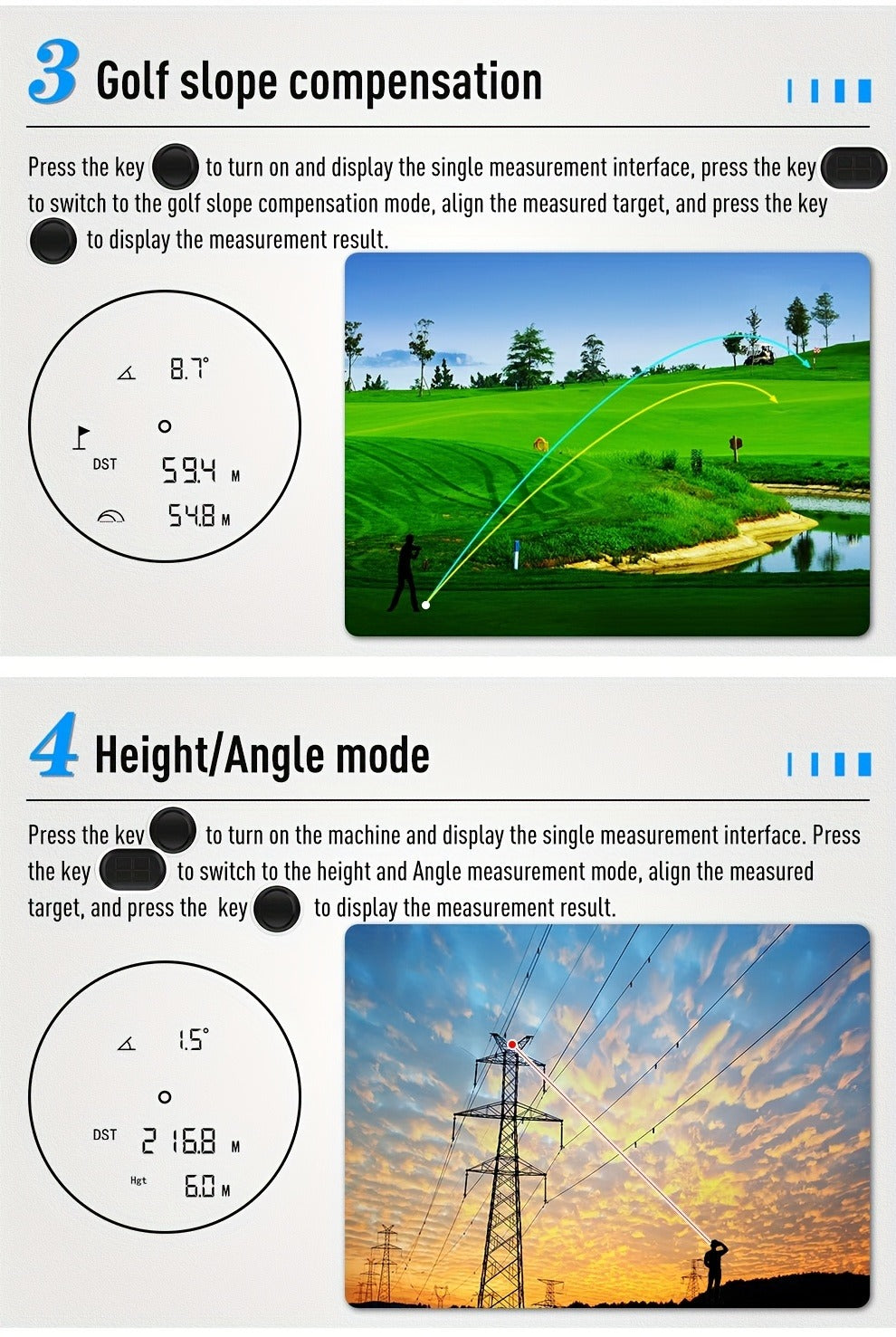 Golf Laser Rangefinder 1200 Yards Slope Compensation 6X Magnification Flag Lock HD Rechargeable USB Charging Anti-Vibration High Precision Quick Positioning White Stylish Design