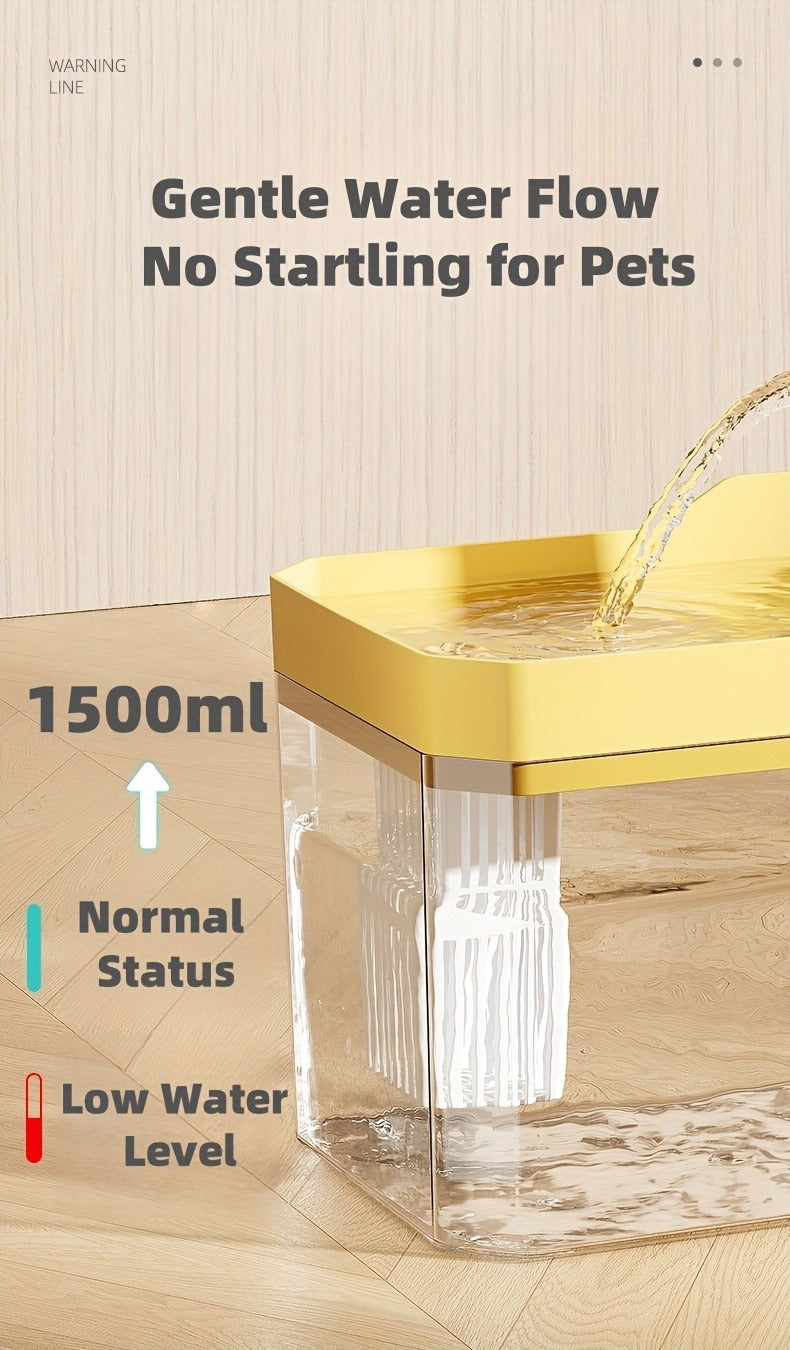 Pet Water Fountain Automatic 4-Stage Filtration – Ultra-Quiet USB Powered Circulating Fresh Water Dispenser with Visible Water Level Window, No Battery Needed, for Cats & Dogs | Home & Travel