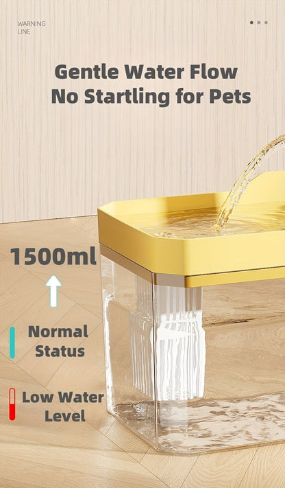 Pet Water Fountain Automatic 4-Stage Filtration – Ultra-Quiet USB Powered Circulating Fresh Water Dispenser with Visible Water Level Window, No Battery Needed, for Cats & Dogs | Home & Travel