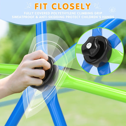 10FT Kids Climbing Dome with Hammock Swing Disc Swing Backyard Jungle Gym Steel Frame Outdoor Play Equipment 1000 LBS Capacity Gift for Boys Girls Ages 3-10