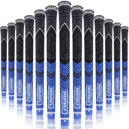 Midsize Golf Grips Set 13 Pack – All Weather Hybrid Rubber Golf Club Grips with Ecological Yarn Thread Technology, Multiple Colors, Fits Full Set of Clubs (Black, White, Red, Orange, Yellow, Blue, Gray)