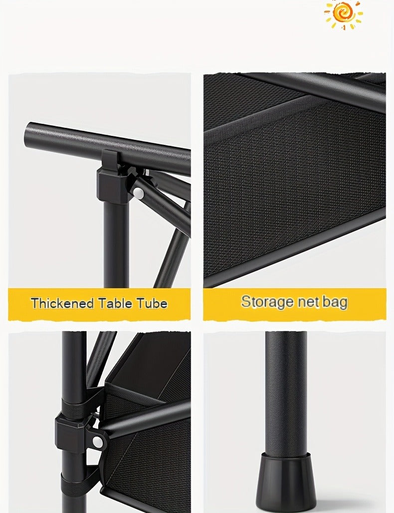 Foldable Roll-Up Camping Picnic Table with Carry Bag | Portable Outdoor Table for Camping Beach Backyard BBQ Parties Patios | Lightweight Compact Indoor Outdoor Table Black Large Plus Size