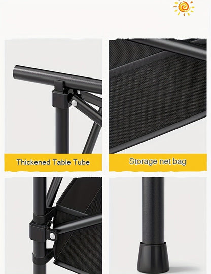 Foldable Roll-Up Camping Picnic Table with Carry Bag | Portable Outdoor Table for Camping Beach Backyard BBQ Parties Patios | Lightweight Compact Indoor Outdoor Table Black Large Plus Size