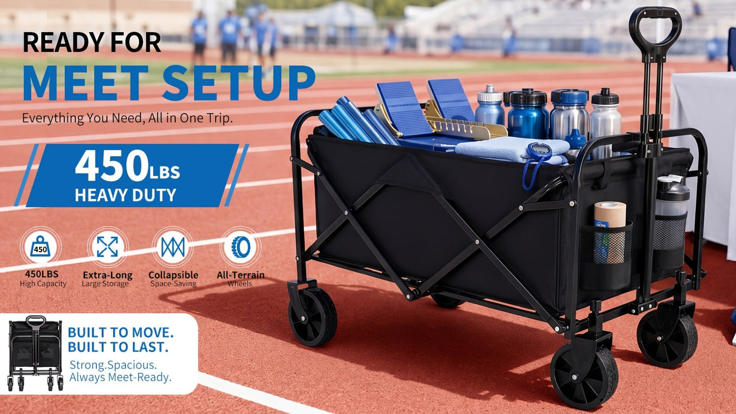 Heavy-Duty Folding Utility Cart 450LBS Iron Frame 800D Oxford No Assembly