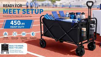 Heavy-Duty Folding Utility Cart 450LBS Iron Frame 800D Oxford No Assembly