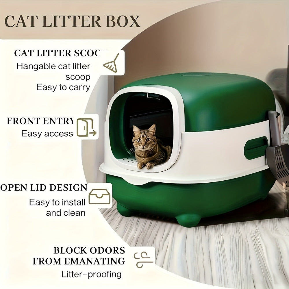 Enclosed Cat Litter Box with Odor Control - Foldable Top Entry Design, Splash-Proof Walls, Compact Size for Small Spaces, Suitable for Kittens and Adult Cats