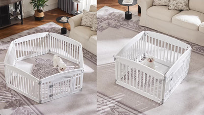 Foldable Dog Playpen & Indoor Outdoor Pet Fence – Portable, Easy to Clean, 4-Panel & 6-Panel, White & Black