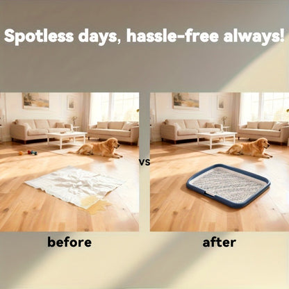 Indoor Dog Potty Tray with Removable Grating - Leak-Proof Puppy Training Toilet, Washable Pee Pad Holder for Apartments, Easy Clean Dog Bathroom, 7 Colors, Small & Large Sizes
