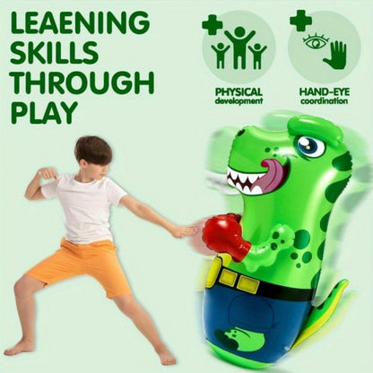 Inflatable Dinosaur Punching Bag for Kids 47 Inch – T-Rex Blow Up Bouncing Back Bopper, Water Base Bop Bag for Indoor Outdoor Active Play | Best Birthday Christmas Gift for Boys