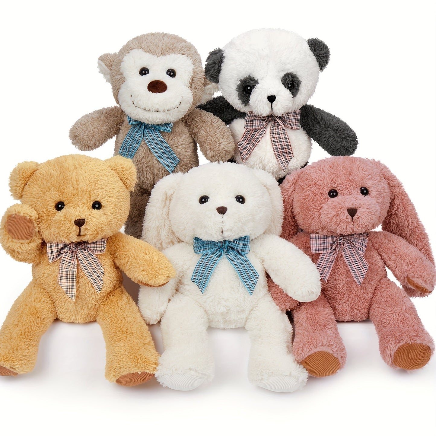 Stuffed Animals Plush Toy Set 5 Pack 12.5 Inch – Soft Teddy Bear Monkey Panda Rabbit Bundle, Birthday Christmas Valentine's Day Gift for Kids Boys & Girls by MaoGoLan