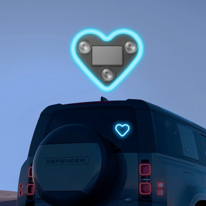 Set of 2 Car Interior Neon Heart Lights Available in Blue, Pink, Red, Ice Blue, Rechargeable Via Solar Or USB, Featuring 5 Lighting Modes, Perfect for Decorating Car Dashboards And Home Parties, an Ideal Gift for Couples During Halloween, Christmas