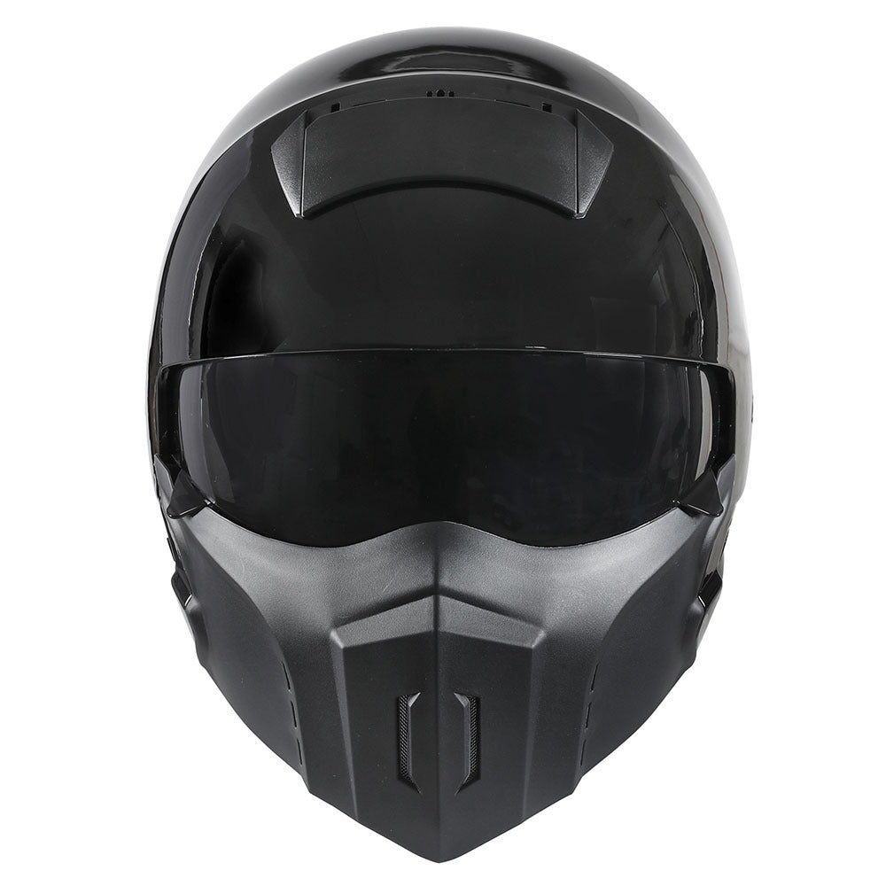 Convertible Motorcycle Helmet Full Face & Open Face 2-in-1 – Detachable Visor, Face Mask & Smoked Shield, Aerodynamic Thermoplastic Shell, Classic Style, Adult S/M/L/XL