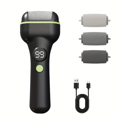 Foot Callus Remover Electric Rechargeable 3 Interchangeable Grinding Heads LCD Display Portable Electronic Foot File Dead Skin Remover Pedicure Tool for Women Men Athletes