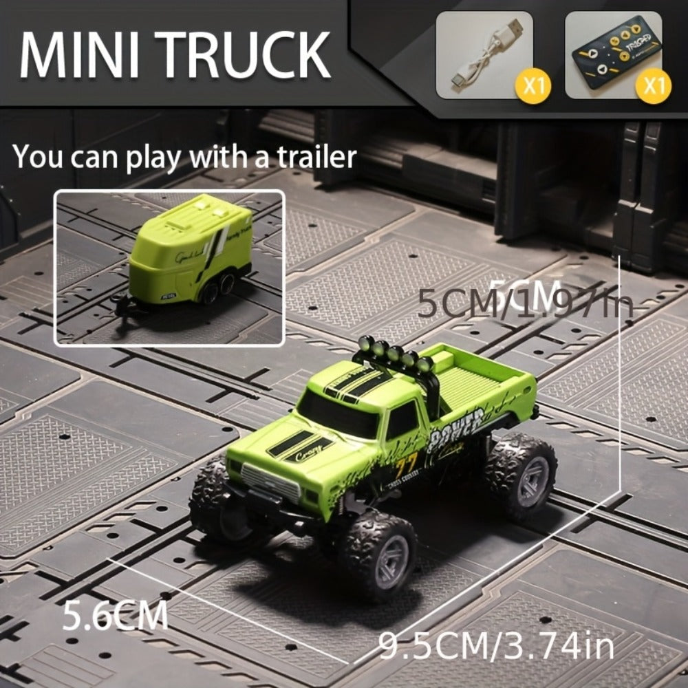 1:64 Scale Mini RC Car Alloy Off-Road Truck with Shock Absorbers – Pocket-Sized Remote Control Car for Boys Ages 6 7 8 9 10, Birthday Christmas Halloween Gift (Gray/Teal/Blue/Mixed)