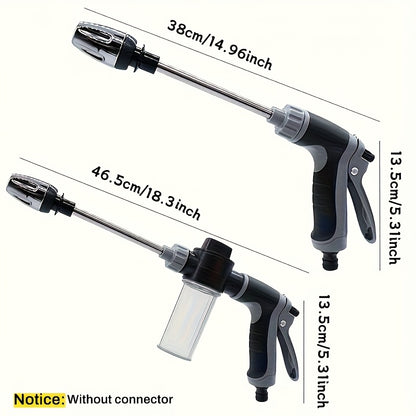 High-Pressure Car Washing Water Gun, Portable High-Pressure Car Wash Spray Gun, for 3/4" & 1/2" Quick Connect Adapter, Multi-Function Garden Hose Nozzle with Adjustable Thickened Rod Sprayer, for Car Cleaning, Garden Watering, Pet Cleaning