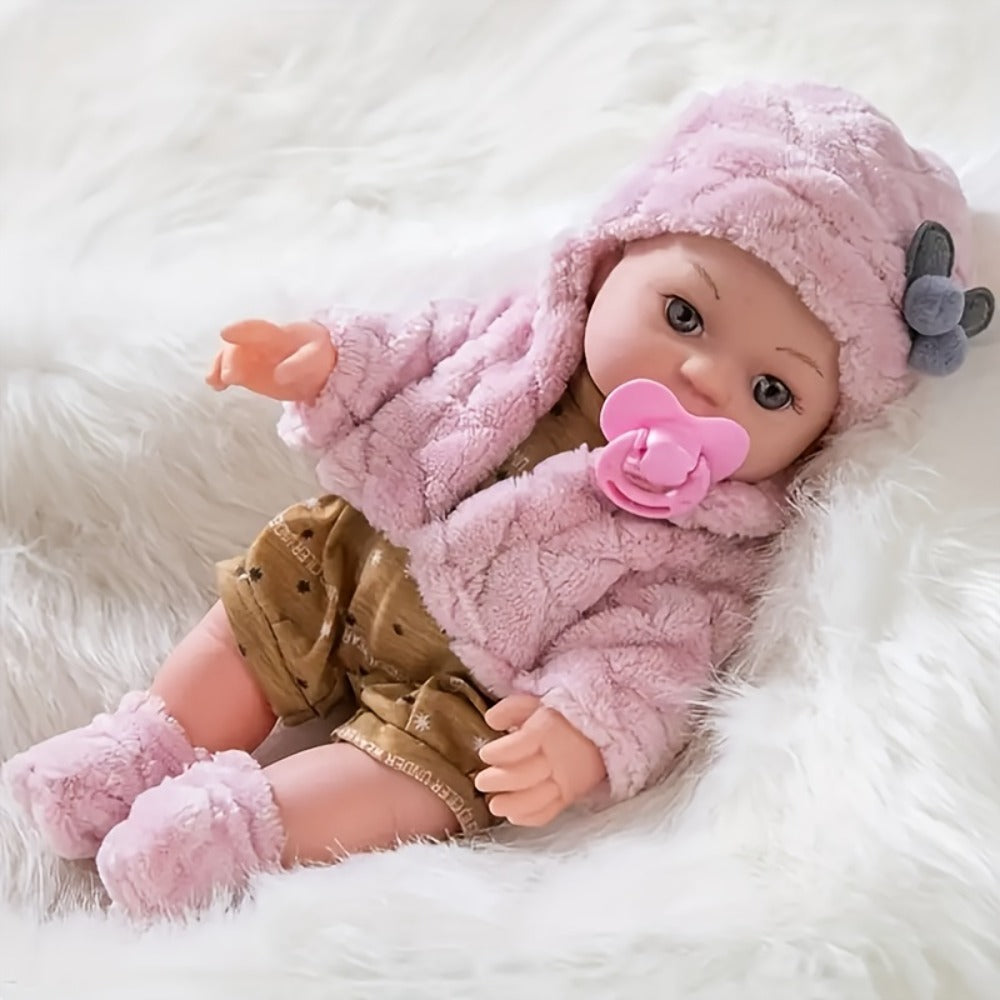 Bunny Ear Baby Doll 12 Inch Pink – Fluffy Bunny Ears Soft PVC Realistic Newborn Comfort Doll, Cute Plush Toy for Boys & Girls Ages 3+, Birthday Easter Holiday Gift for Kids