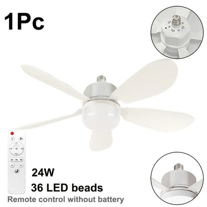 Ceiling Fan with Light and Remote Control | 5-Blade 20 Inch 3-Speed 3-Color Dimmable LED Fan Light | Timing Mute E26/E27 Screw-In Easy Install for Kitchen Living Room Bedroom