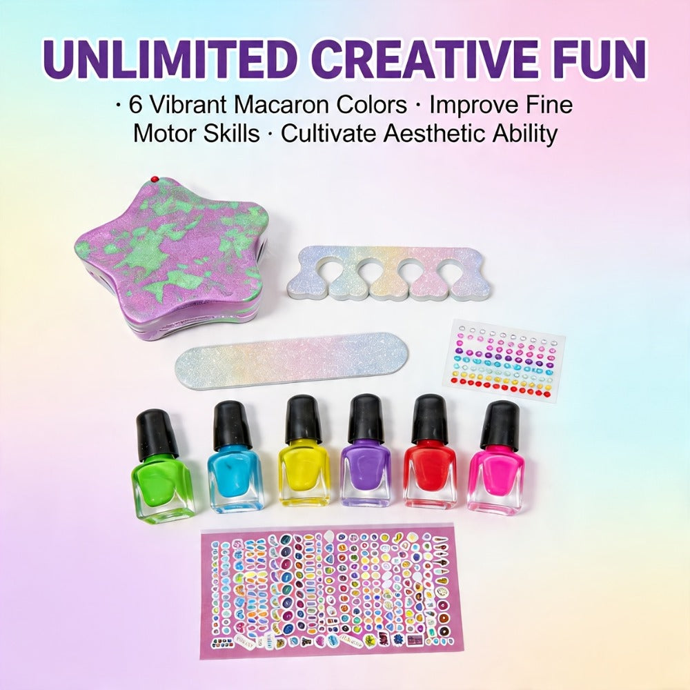 Pedicure Play Set for Girls 8+ – 320+ Pieces Pretend Spa Kit with Colorful Nail Polishes & Stickers | Girls Self Care Party Toy | Best Birthday Christmas Gift for Kids Tweens