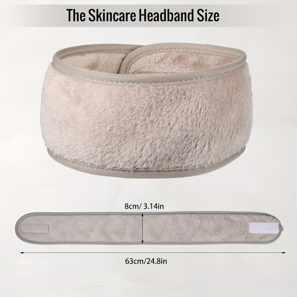 Facial Headbands for Women 9 Pack Soft Flannel Face Wash Headband Set – Adjustable Non-Slip Elastic Skincare Makeup Shower Yoga Spa Hair Band Girls Solid Color Washable Beauty Accessories
