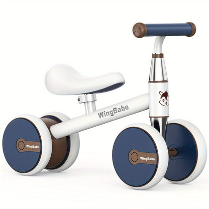 4 Wheel Balance Bike for Baby Toddlers 10-36 Months – Lightweight First Bike with Adjustable Seat, 90° Steering Limit & Silent Anti-Slip Tires | Best 1st Birthday Gift for Boys and Girls