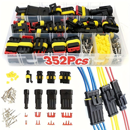 355pcs/352pcs Automotive Electrical Connector Terminals Kit - Durable 1/ 2/ 3/ 4 Pin Wire Plugs for Car Repair And Maintenance - Easy to Install And Use