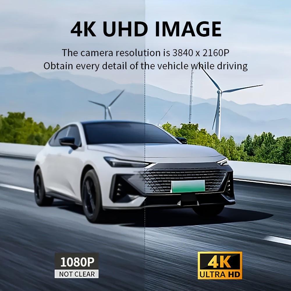 Front 4K And 4K Internal Plus 1080P Rear Free 32GB Memory Card, 3-Channel Driving Recorder, High-Definition Resolution, Ultra-Wide-Angle Reversing Vision, Real-Time Recording, with Airborne Black Box, High-Definition Night Vision, G Sensor