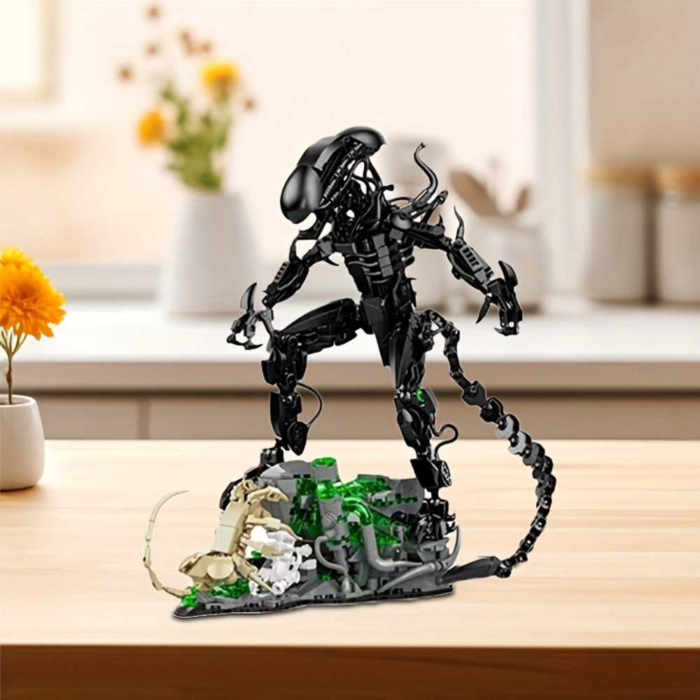 Alien Beast Building Blocks Set 958pcs – Sci-Fi Movie Character Model Kit, Black ABS Bricks, STEM Toy for Kids Teens & Adults, Cool Birthday Christmas Gift Display Collectible