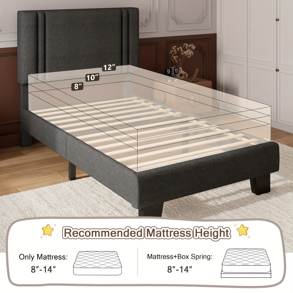21-Inch Solid Wood Bed Frame with Tufted Back and No Box Spring Needed for Bedroom detail image - detail view 17
